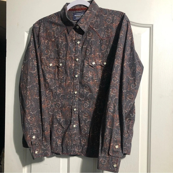 Roughstock Pearl Snaps Button Down Western Shirt (L) - Picture 1 of 13